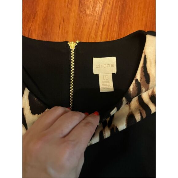 CHICO'S Black Animal Print Dress size 1.5 M/10. - Picture 10 of 12